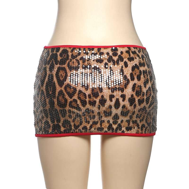 Sequin Leopard Print Mini Skirt image 4