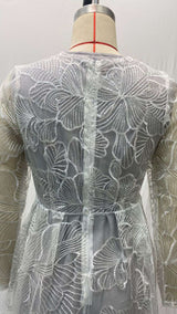 Elegant Deep V Long Sleeve Flower Bridesmaid Party Dress image 2