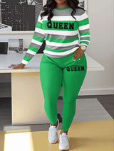 Casual Striped Long Sleeve Jogging Set image 1