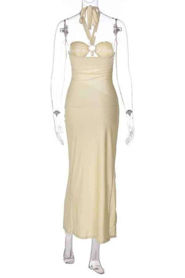 Sexy Halter Neck CutOut Side Slit Sleeveless Maxi Dress image 5