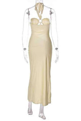 Sexy Halter Neck CutOut Side Slit Sleeveless Maxi Dress image 5