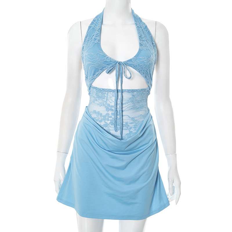 Lace Cut-Out Halter Dress image 3