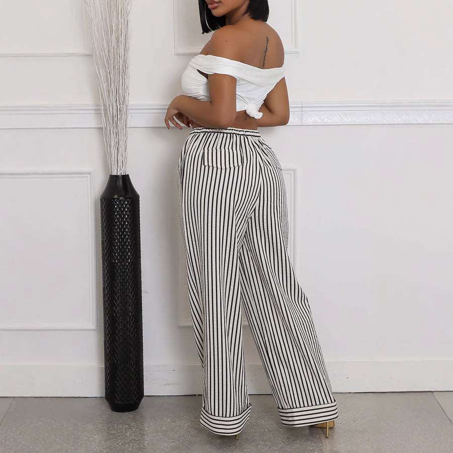 Vertical Striped Wide-Leg Pants image 2