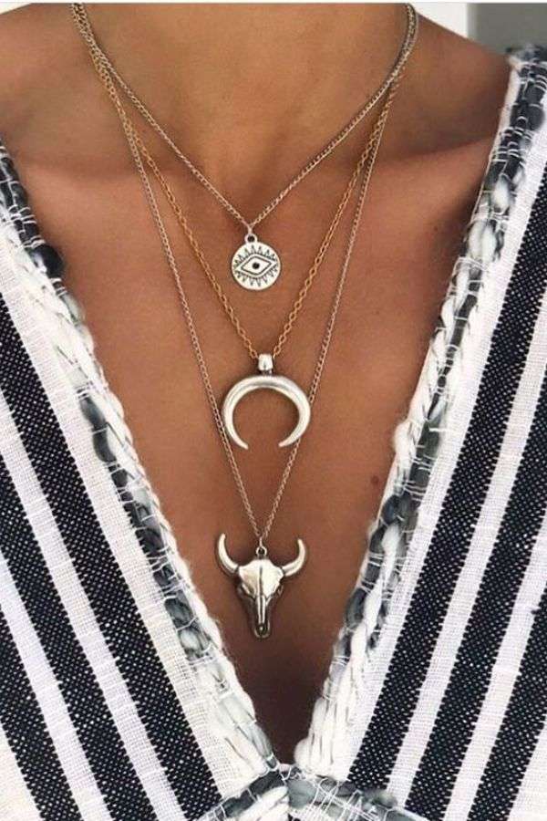 Silver Layered Necklace Set image 0