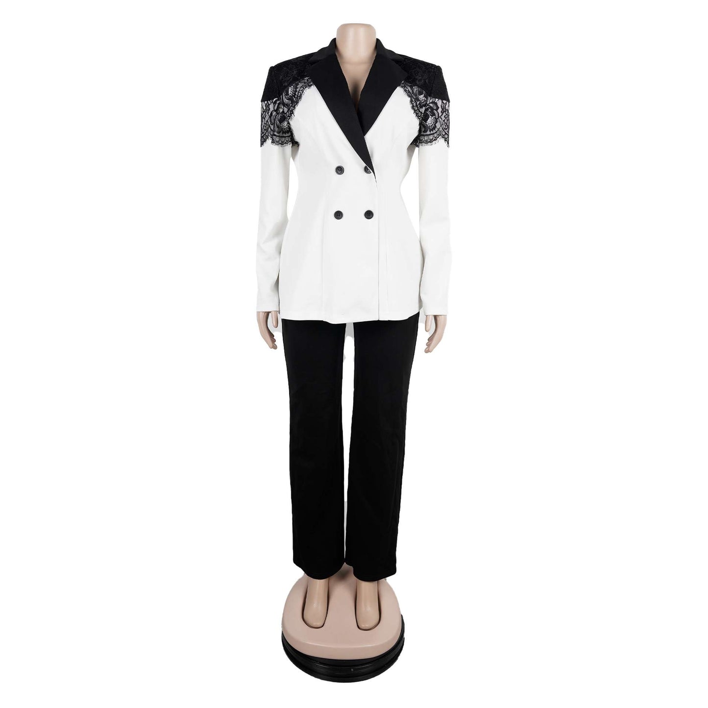 Elegant Double-Breasted Blazer with Trousers image 4