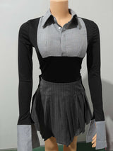 Long-Sleeve Shirt with Pleated Skirt image 3