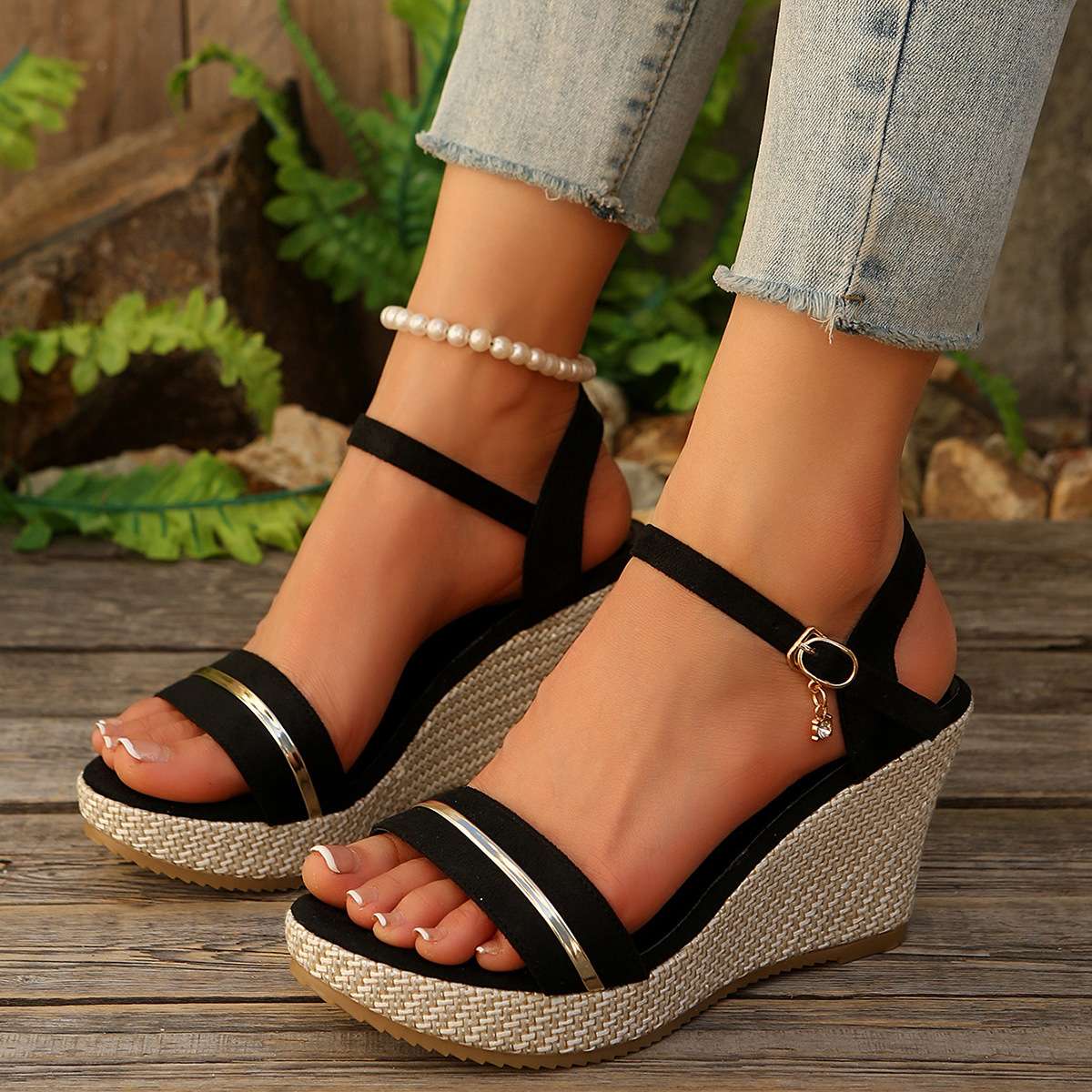 Wedge Sandals with Ankle Strap image 0