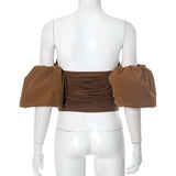 Off-Shoulder Ruched Top with Puff Sleeve Details image 3