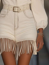 Chic Off White Fringe Dress image 2