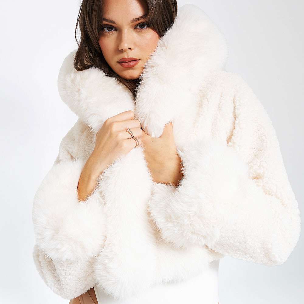 Luxurious Faux Fur Hooded Jacket image 3