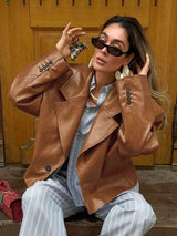 Stylish Oversized Faux Leather Jacket image 4