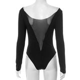 Long Sleeve Bodysuit with Mesh Detail image 2