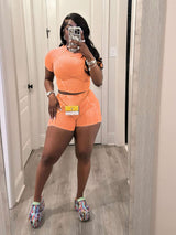 Ribbed shorts athletic suits - S, Orange image