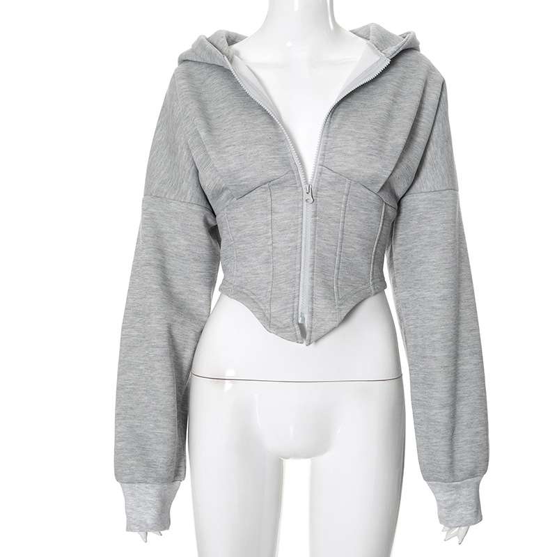 Cropped Corset Zipper Hoodie image 2
