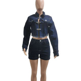 Crop Jacket And High Waist Shorts Set image 1