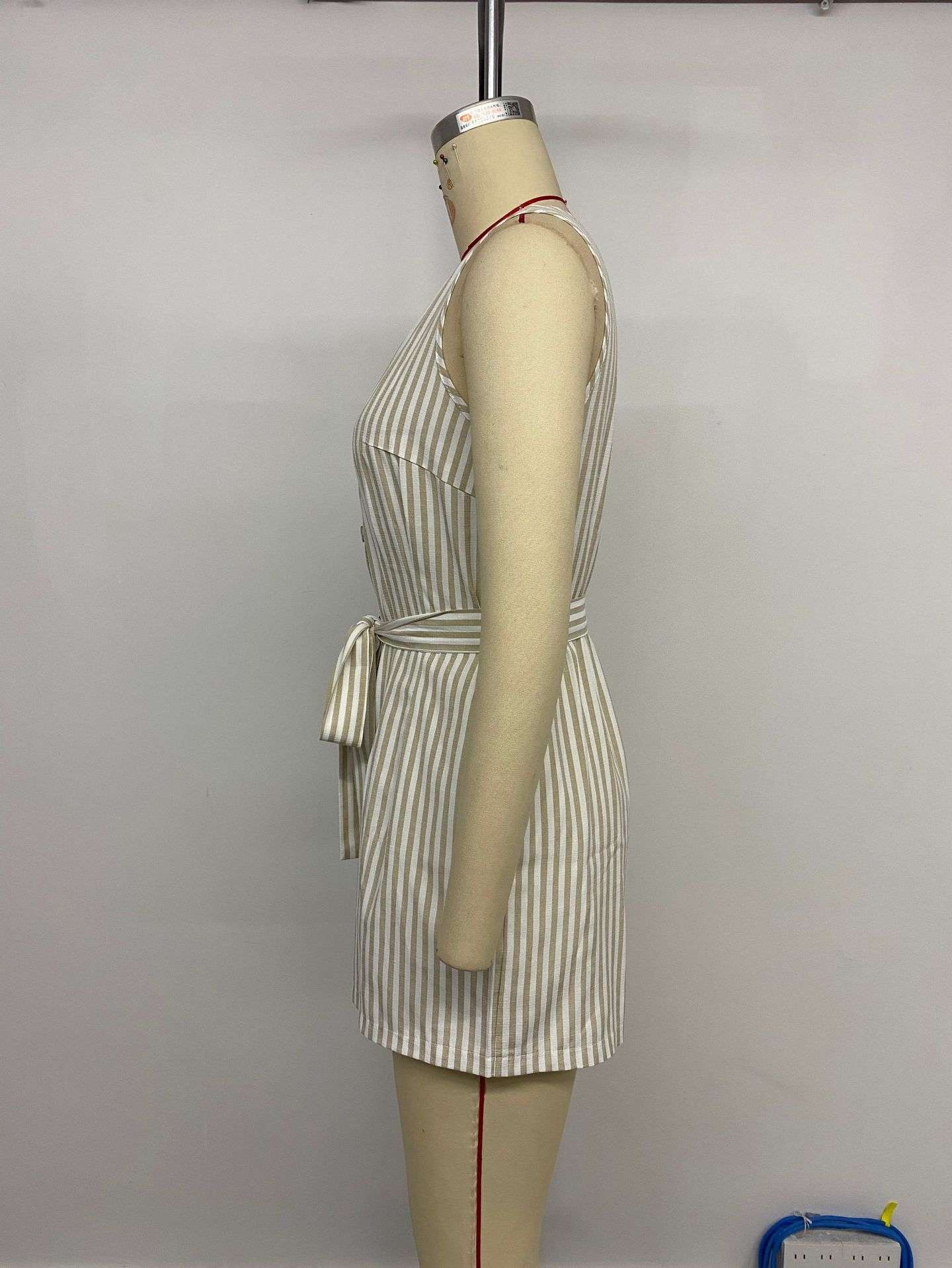 triped Sleeveless Tie-Front Romper image 5