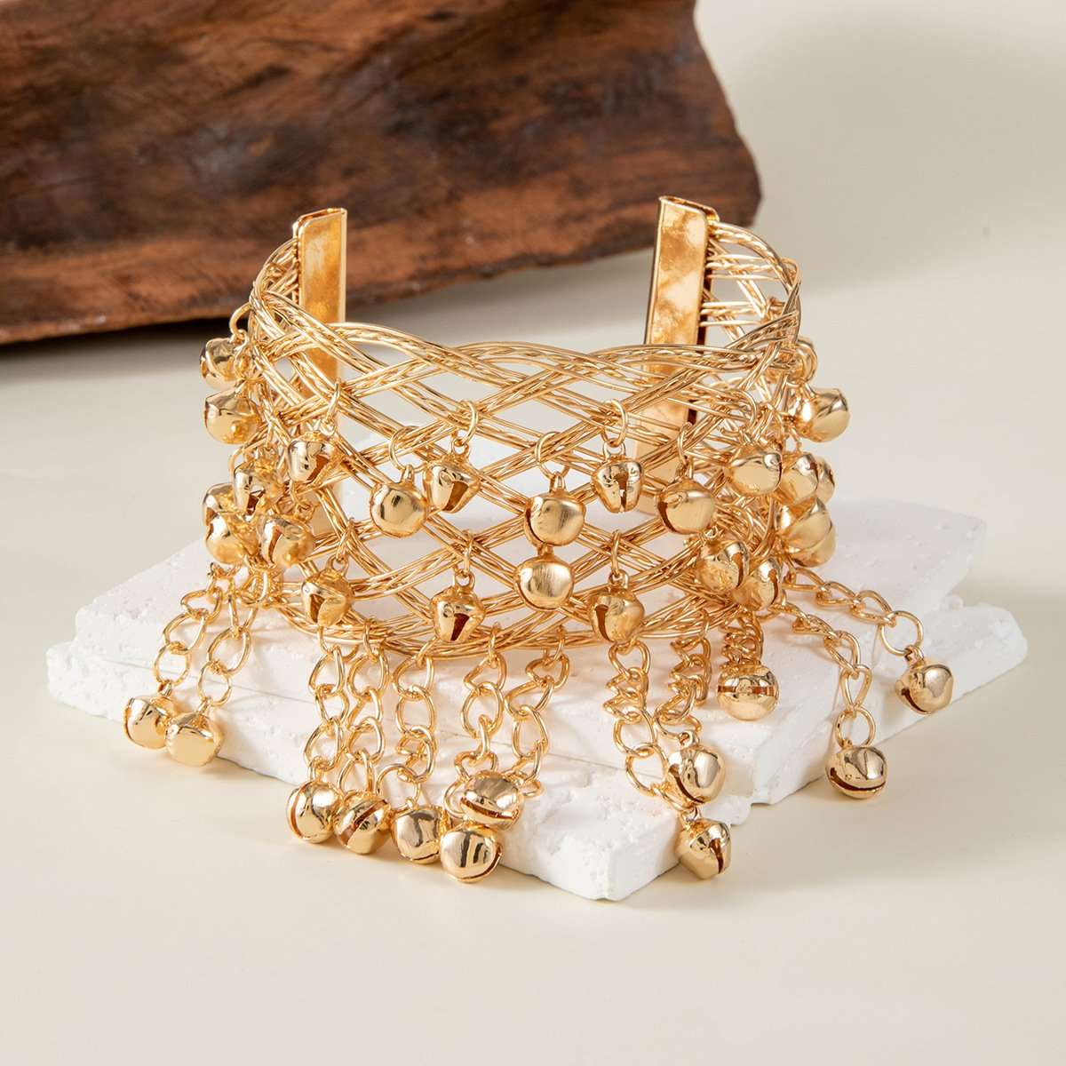 Beaded Cuff Bracelet with Dangling Charms image 0