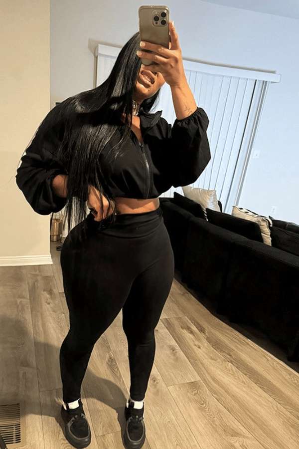 LuxeFit Athleisure Top and Pants Set - S, Black image