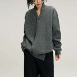 Cozy Oversized Button-Up Sweater - Free Size, Grey image