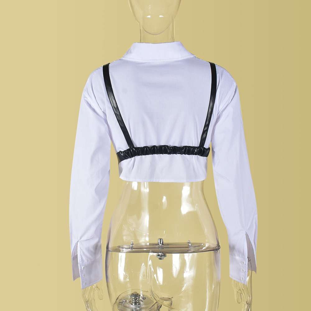 Long Sleeve Crop Top Shirt with Bra image 6