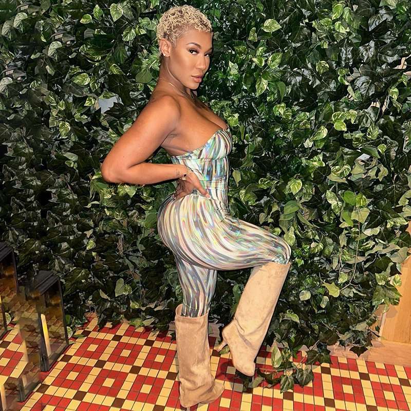 Abstract Print Strapless Corset Top & Pant Set image 4