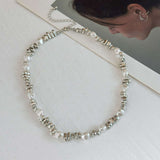 Elegant Pearl and Silver Bead Necklace image 3