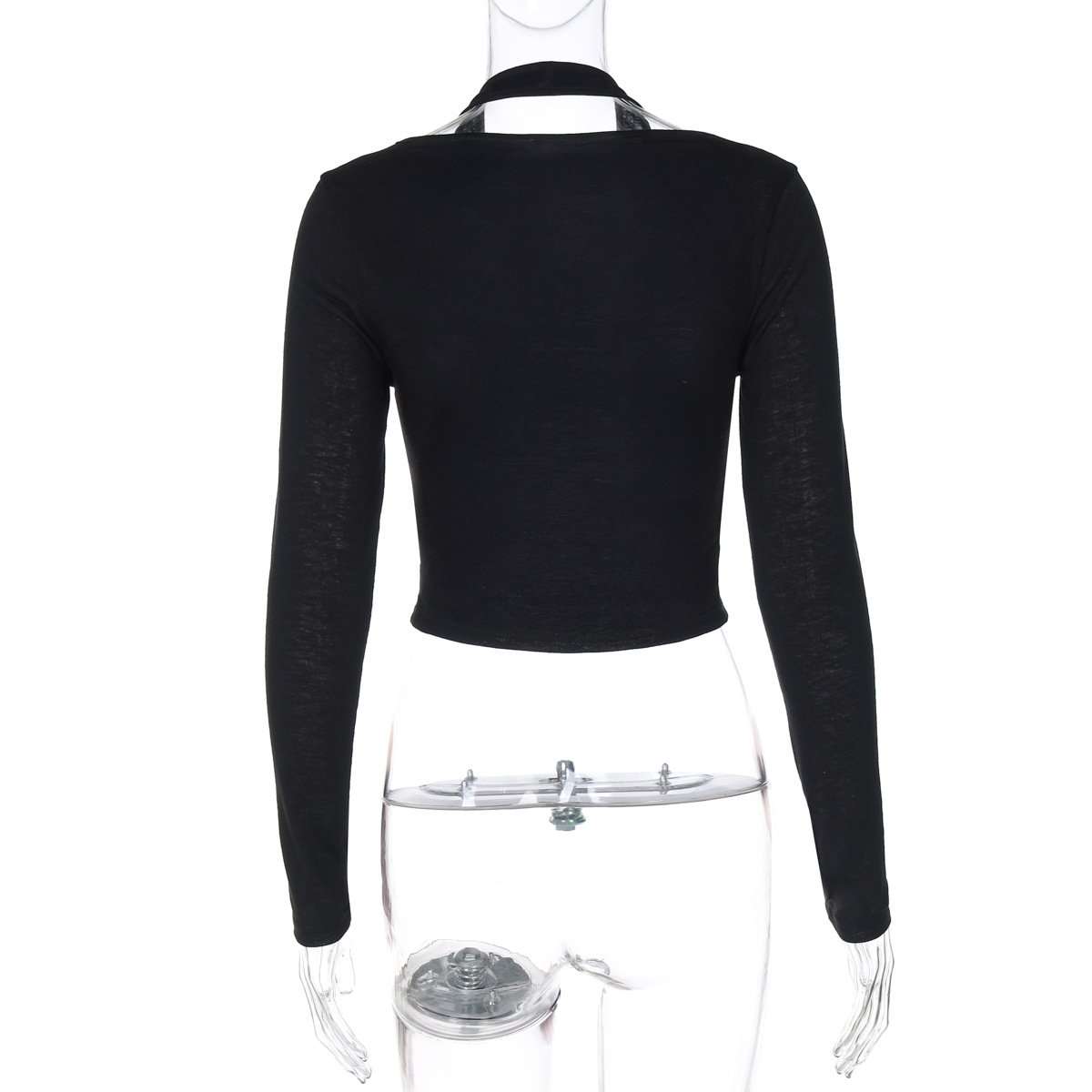 Halter Layered Long-Sleeve Crop Top image 5