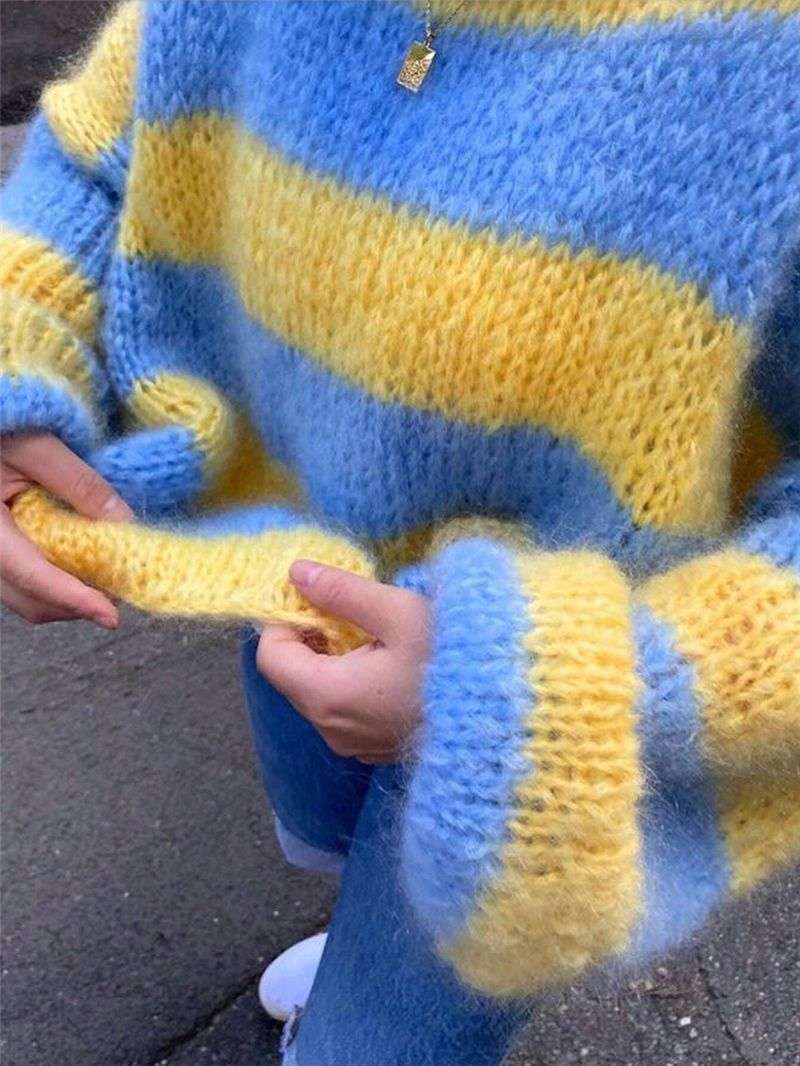 Colorful Oversized Striped Sweater image 1