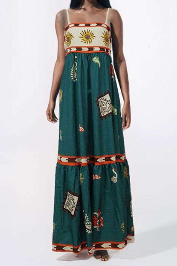 Maxi Dress with Artistic Print Details image 0