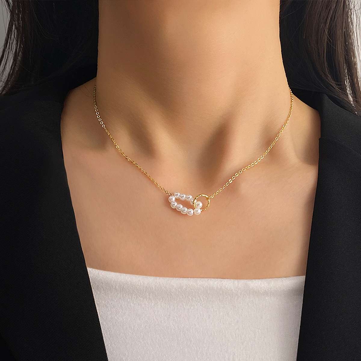 Chain Necklace with Pearl Pendant image 0