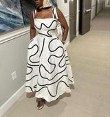 Monochrome Midi Dress with Square Neckline image 1