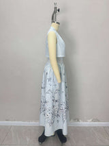 Striped Floral Maxi Skirt with Sleeveless Top image 2