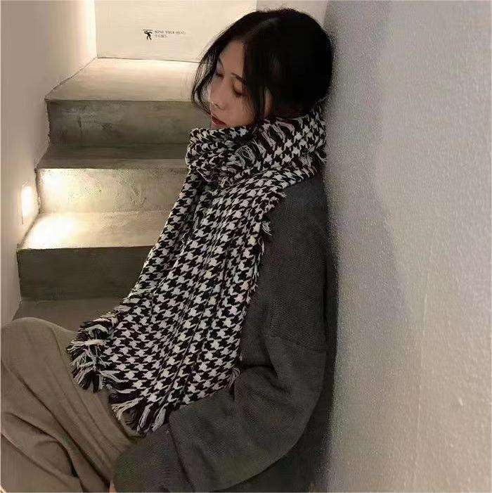 Warm Winter Muffler/Scarf - Free Size, Multi Black image