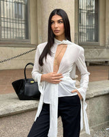 Elegant White Tie-Front Blouse image 1
