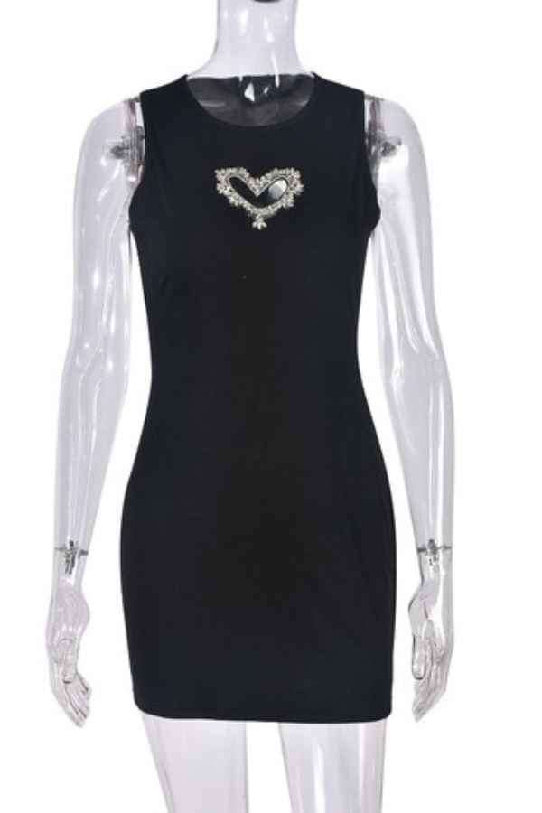 Sexy Sleeveless Rhinestone Heart Front Mini Dress image 3