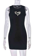 Sexy Sleeveless Rhinestone Heart Front Mini Dress image 3