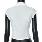 Sleeveless Twist-Front Blouse with Structured Details image 5