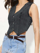Light Wash Crop Vest image 2