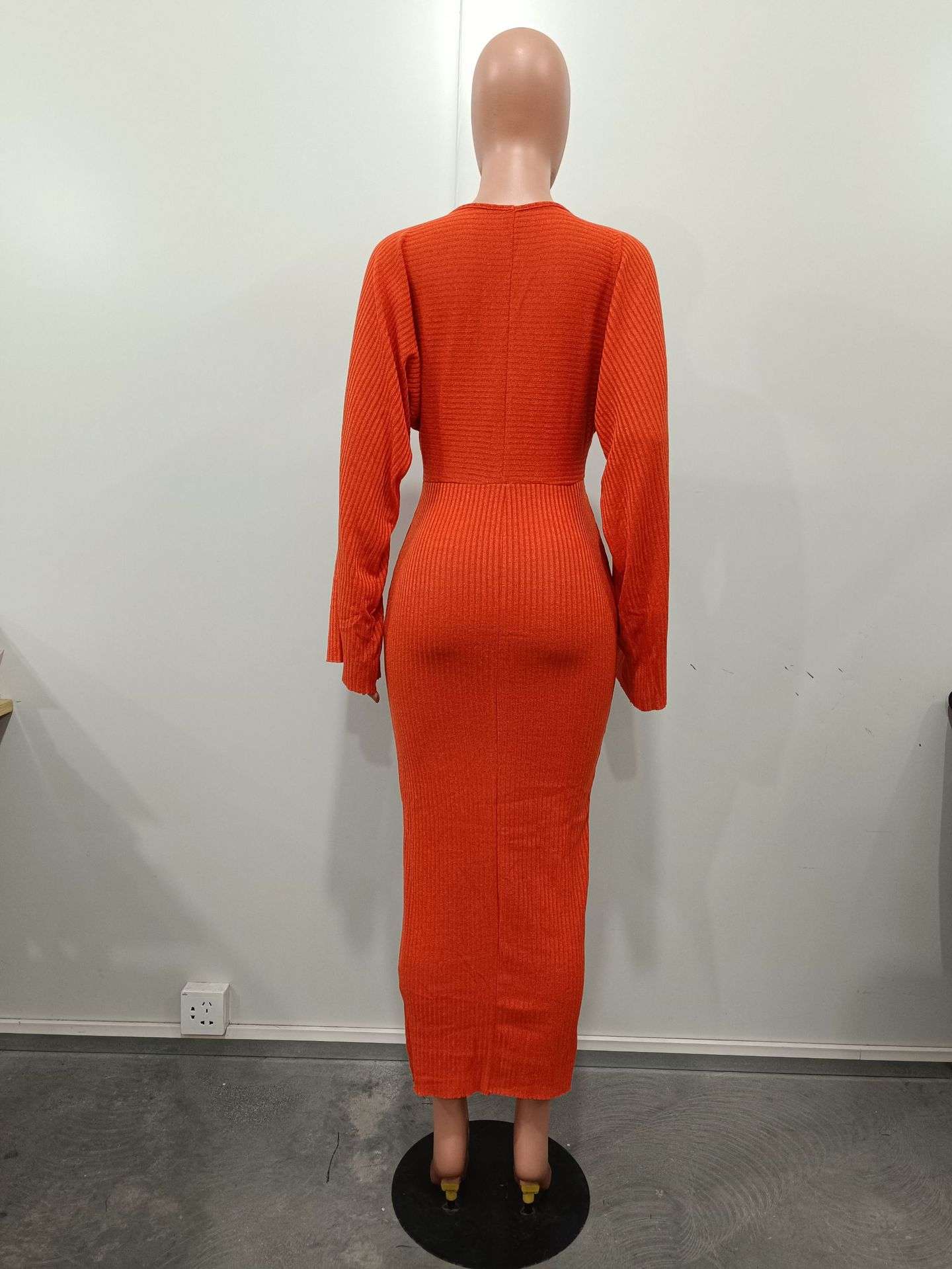 Long Sleeve Solid Pit Hip Dress image 6