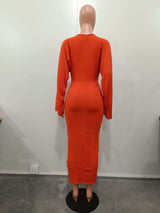 Long Sleeve Solid Pit Hip Dress image 6