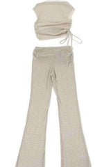 Sexy SeeThrough Drawstring Pants Crop Top Night Out Set image 6