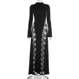 Long-Sleeve Dress with Lace Side Panels image 5