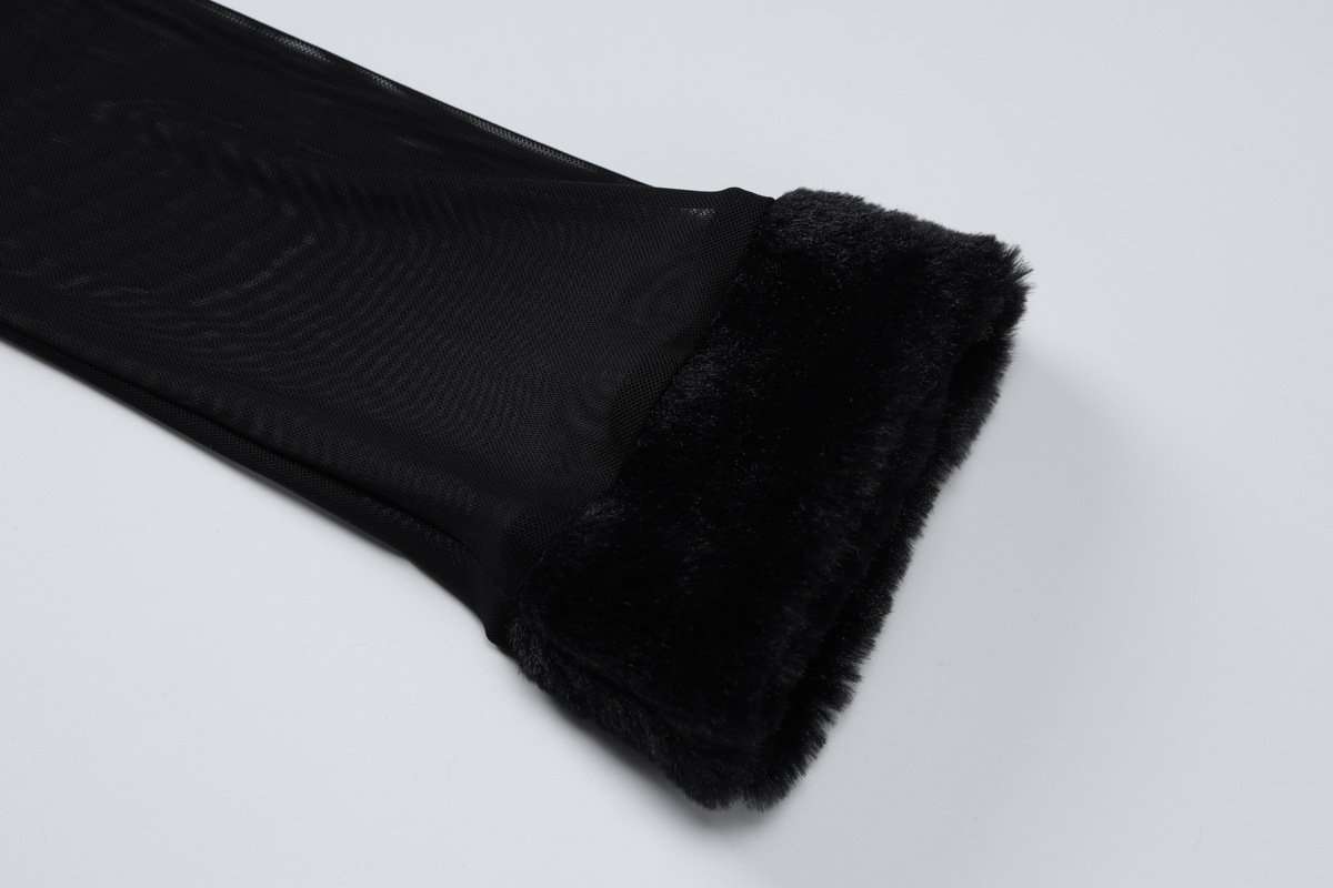 Square Neck Fluffy Trim Panel Mini Dress image 5