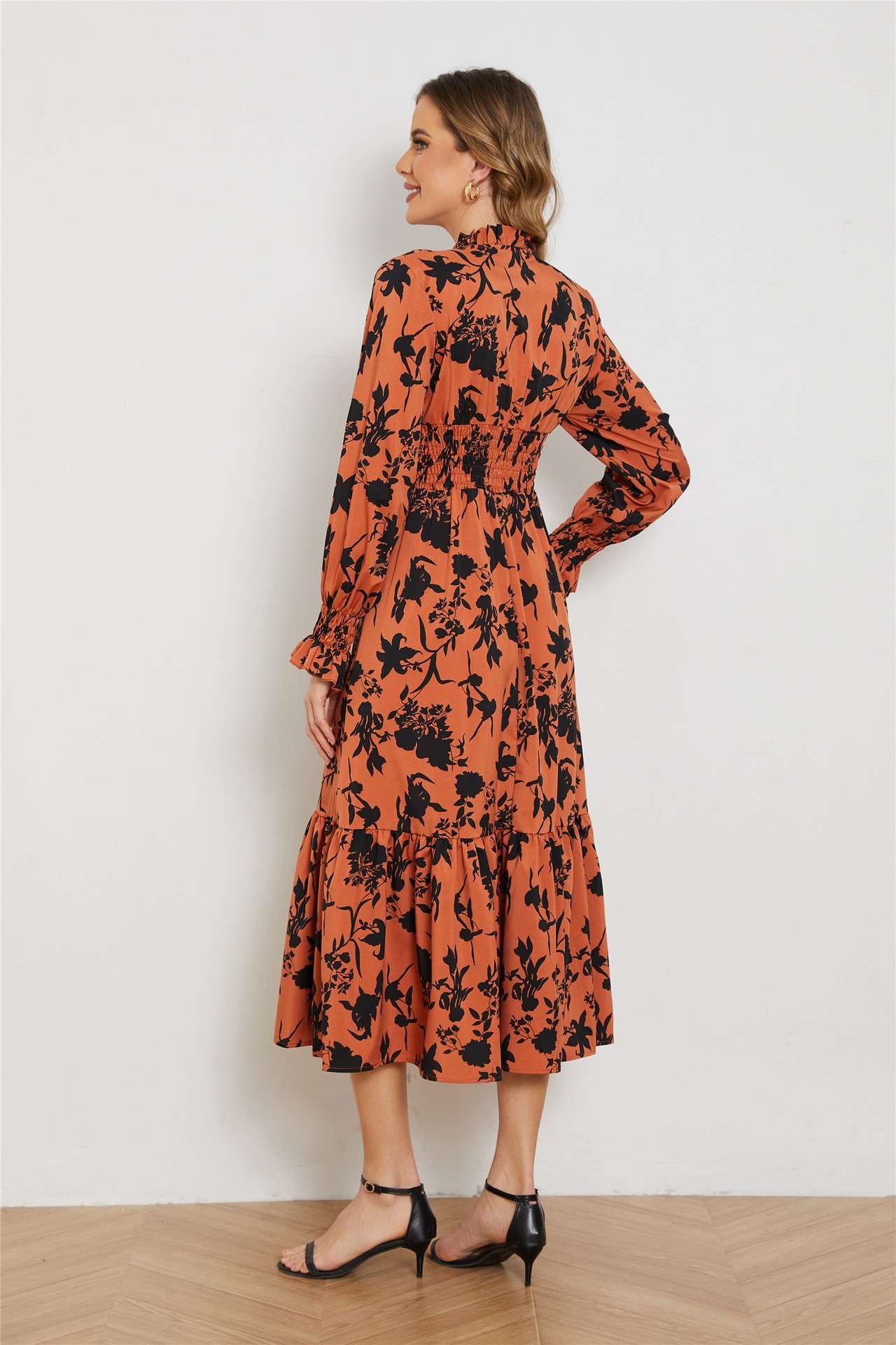 Autumn Bloom Smocked Midi Dress image 4