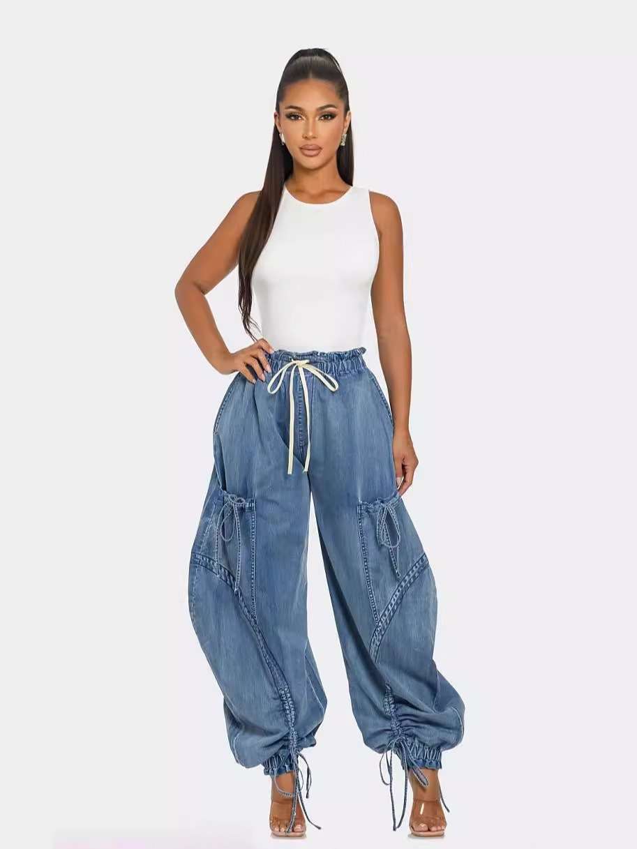 Loose cargo jeans wide leg denim pants image 0