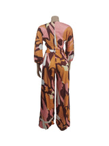Printed strappy lantern sleeve loose casual set image 3