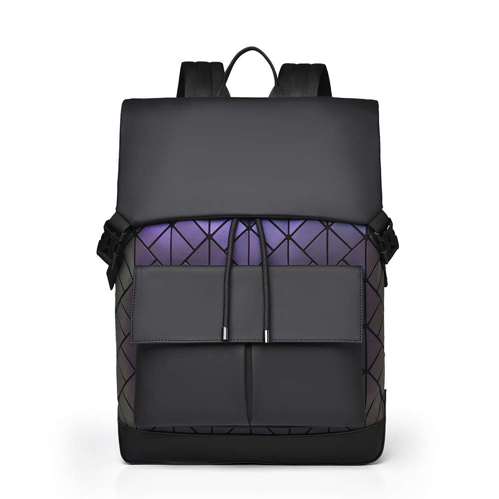Casual Flap Backpack For Outdoor Travel - Free Size, Multi Purple image