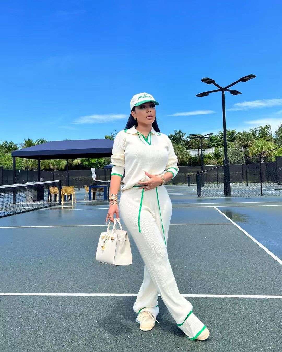 Long Sleeve Pullover Tops with Long Straight Leg Pants Set - S, White image