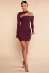 Asymmetrical Neck Ruched Dress image 0