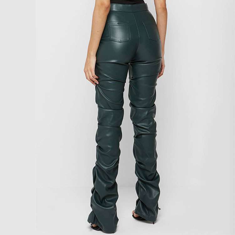 Fuax Leather Pants High Waisted Pants - XL, Dark Green image